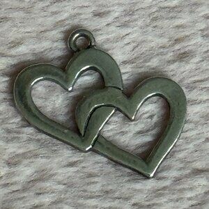 💞 Retired James Avery Sterling Silver Double Linked Hearts Charm 💞